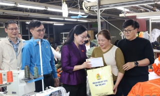  Đại biểu Quốc hội khoá XV Đỗ Thị Việt Hà thăm, động viên công nhân tại phường Phượng Sơn